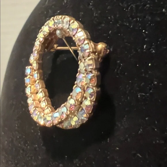 Vintage Double Circle A/B Rhinestone Brooch - Picture 2 of 8